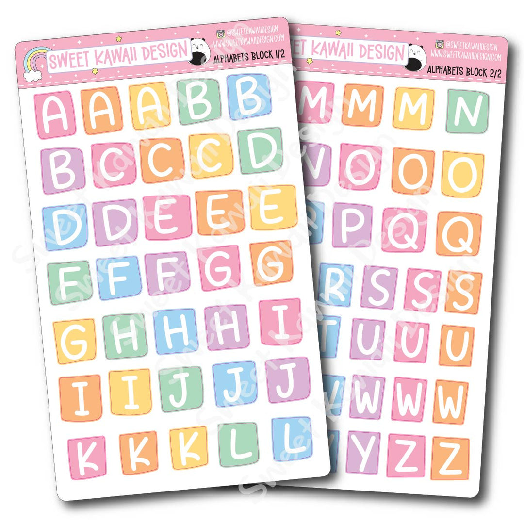 Alphabet Block Stickers - Pastel