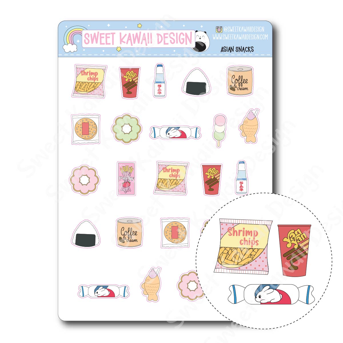 Kawaii Asian Snacks Stickers