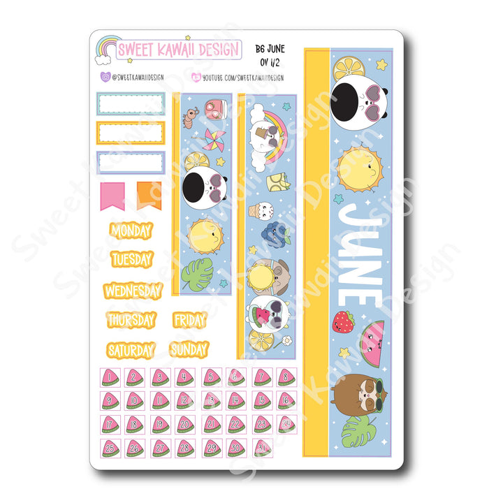 June 2025 Monthly Overview Stickers - B6 (Aura Estelle/Annie Plans)