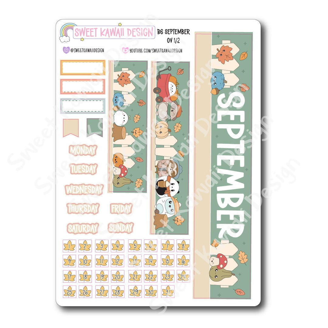 September 2025 Monthly Overview Stickers - B6 (Aura Estelle/Annie Plans)