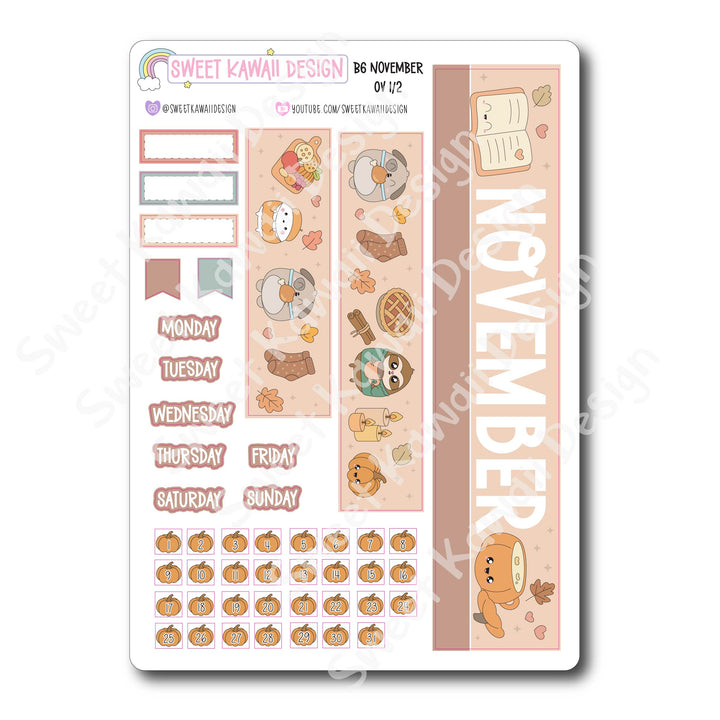 November 2025 Monthly Overview Stickers - B6 (Aura Estelle/Annie Plans)