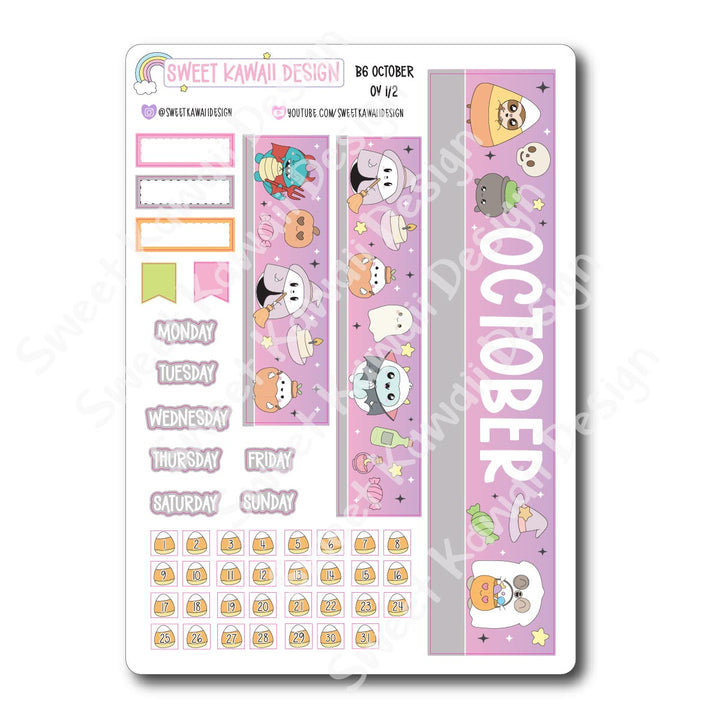 October 2025 Monthly Overview Stickers - B6 (Aura Estelle/Annie Plans)