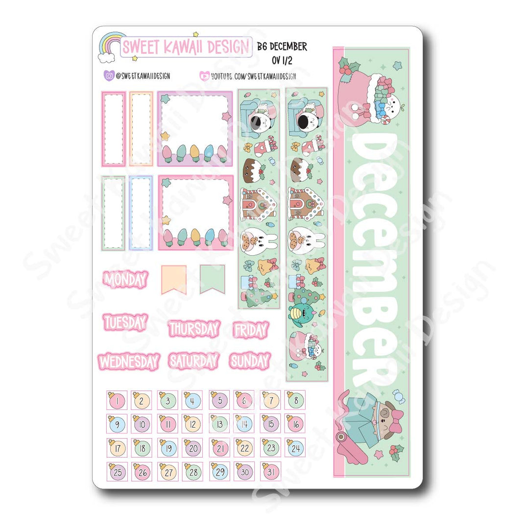 December 2026 Monthly Overview Stickers - B6 (Aura Estelle)