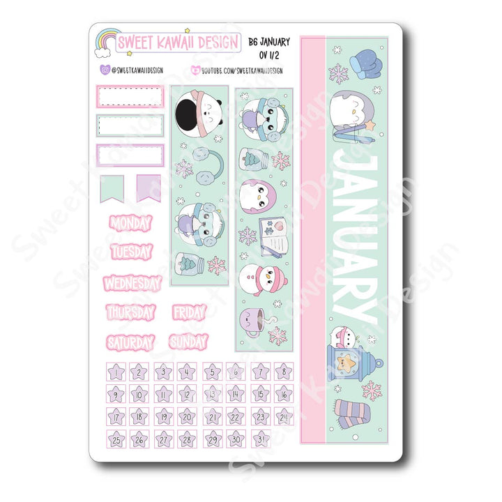 January 2026 Monthly Overview Stickers - B6 (Aura Estelle/Annie Plans)