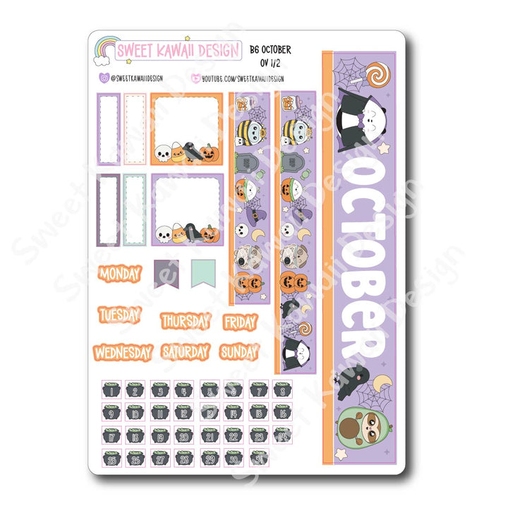 October 2026 Monthly Overview Stickers - B6 (Aura Estelle)
