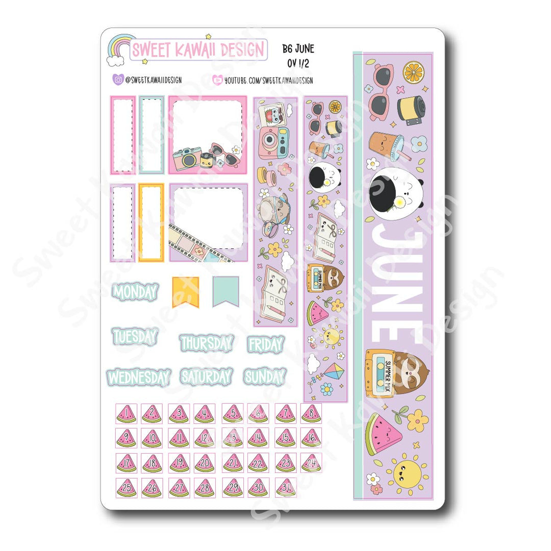 June 2026 Monthly Overview Stickers - B6 (Aura Estelle)