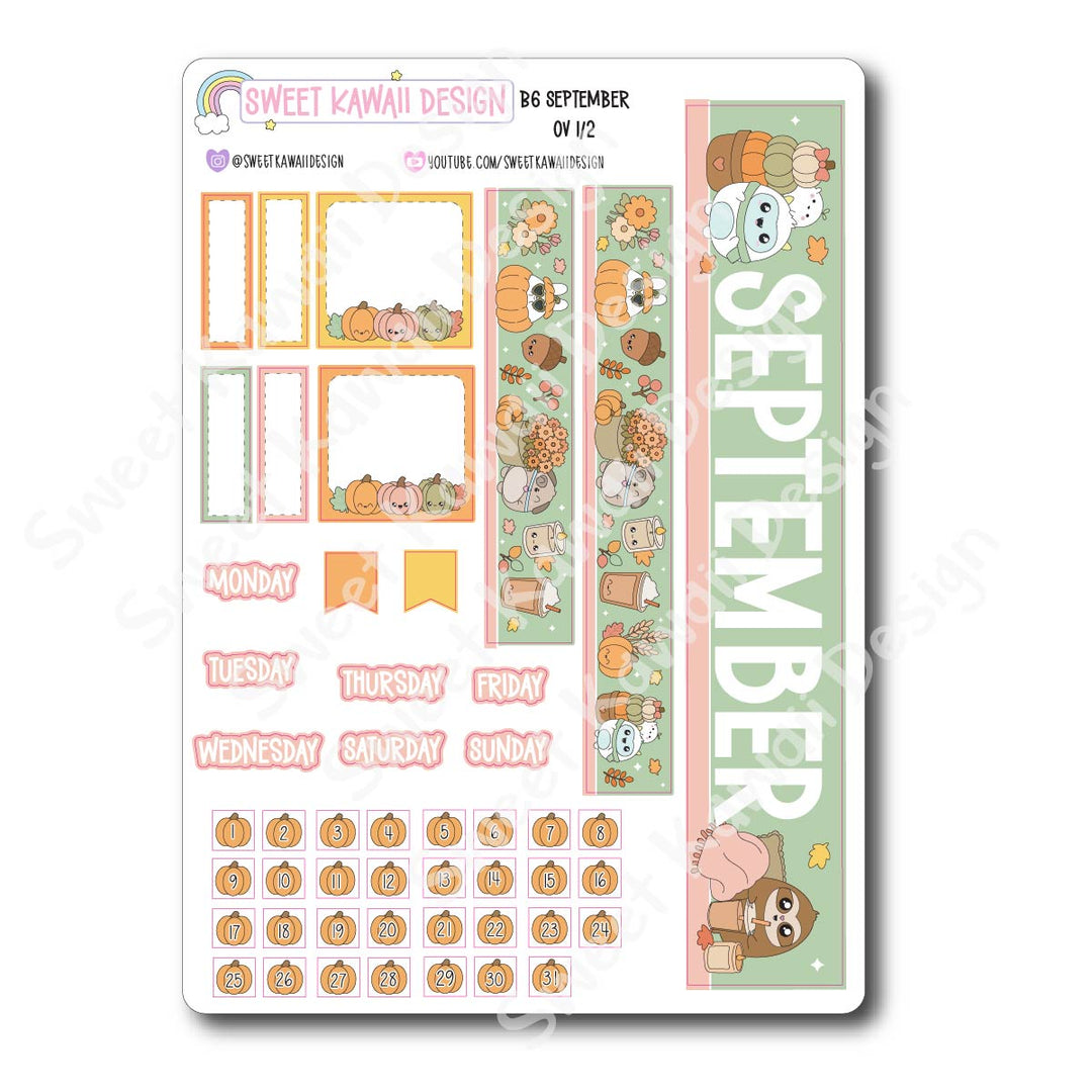 September  2026 Monthly Overview Stickers - B6 (Aura Estelle)
