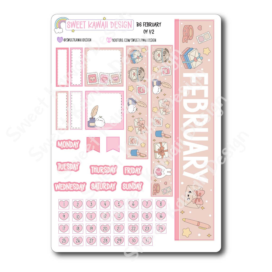 February 2026 Monthly Overview Stickers - B6 (Aura Estelle/Annie Plans)