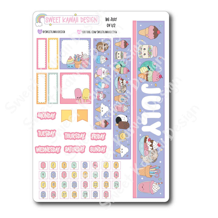 July 2026 Monthly Overview Stickers - B6 (Aura Estelle)