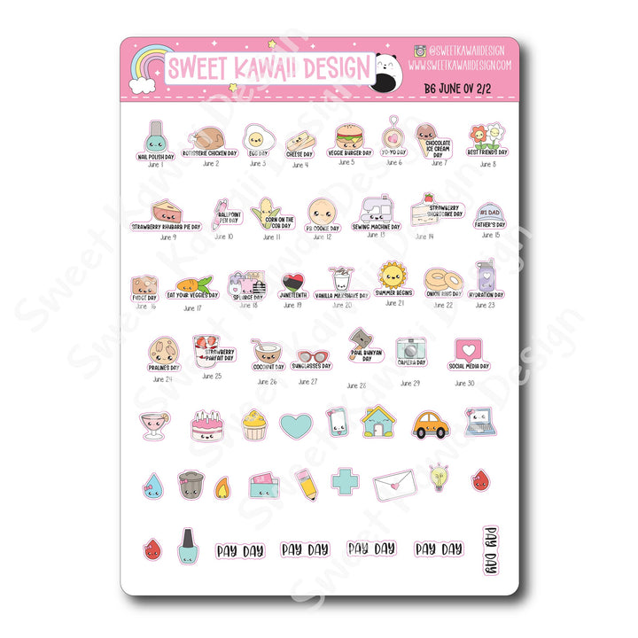 June 2025 Monthly Overview Stickers - B6 (Aura Estelle/Annie Plans)