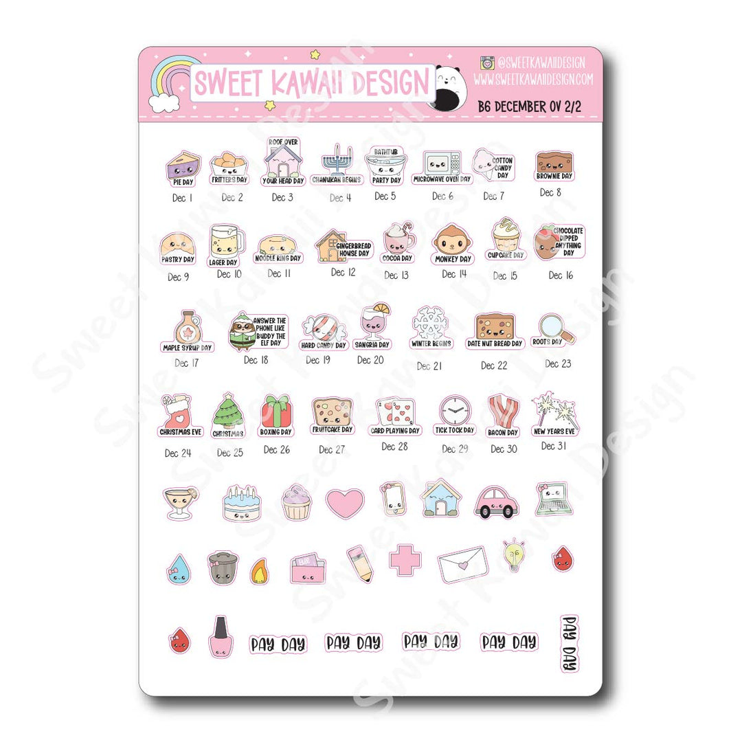 December 2026 Monthly Overview Stickers - B6 (Aura Estelle)