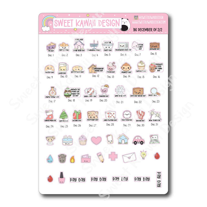 December 2026 Monthly Overview Stickers - B6 (Aura Estelle)