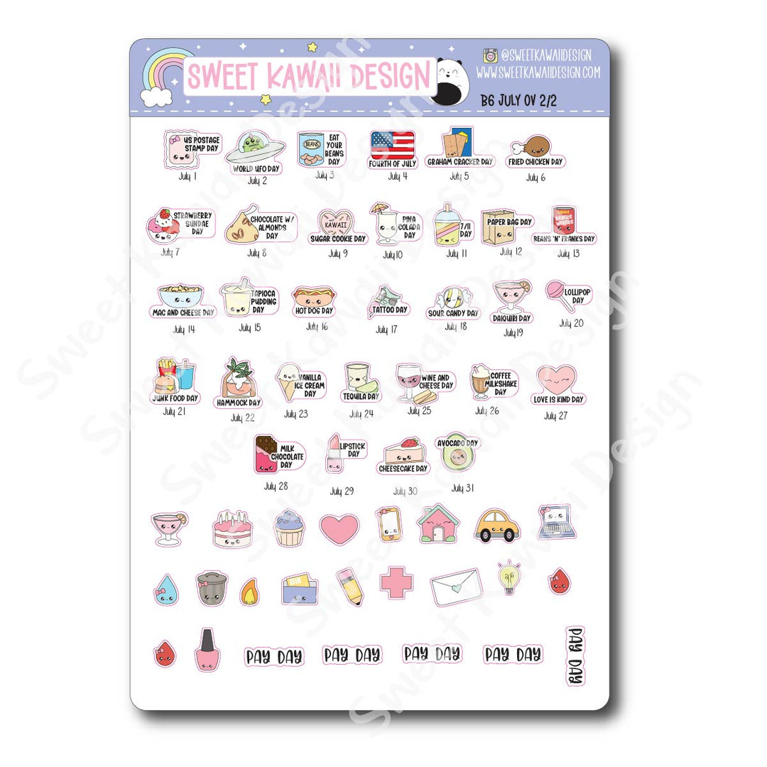 July 2026 Monthly Overview Stickers - B6 (Aura Estelle)