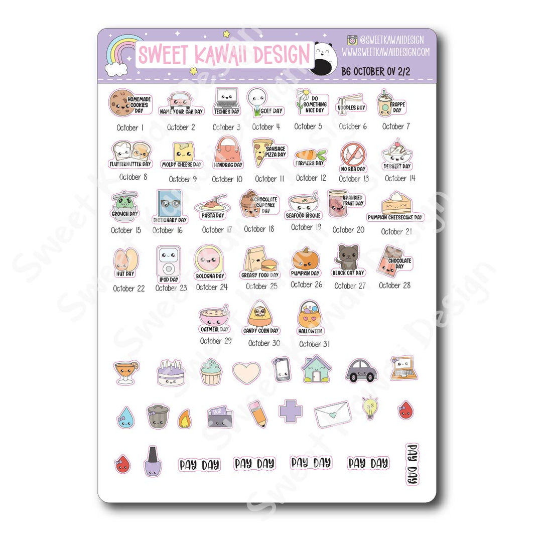 October 2026 Monthly Overview Stickers - B6 (Aura Estelle)