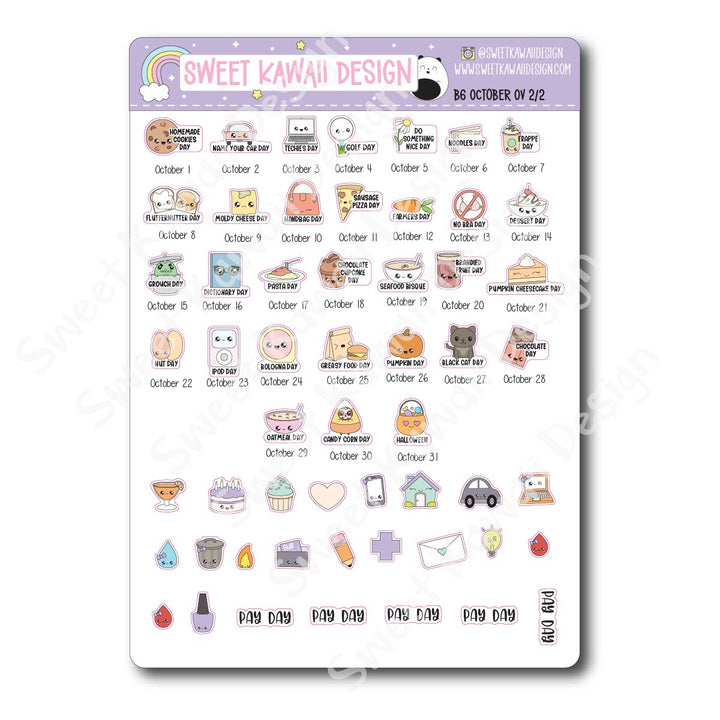 October 2026 Monthly Overview Stickers - B6 (Aura Estelle)
