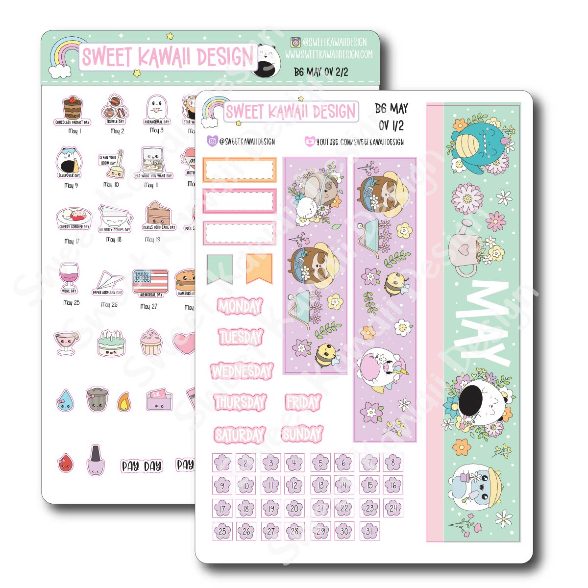 May 2024 Monthly Overview Stickers - B6 (Aura Estelle/Annie Plans)