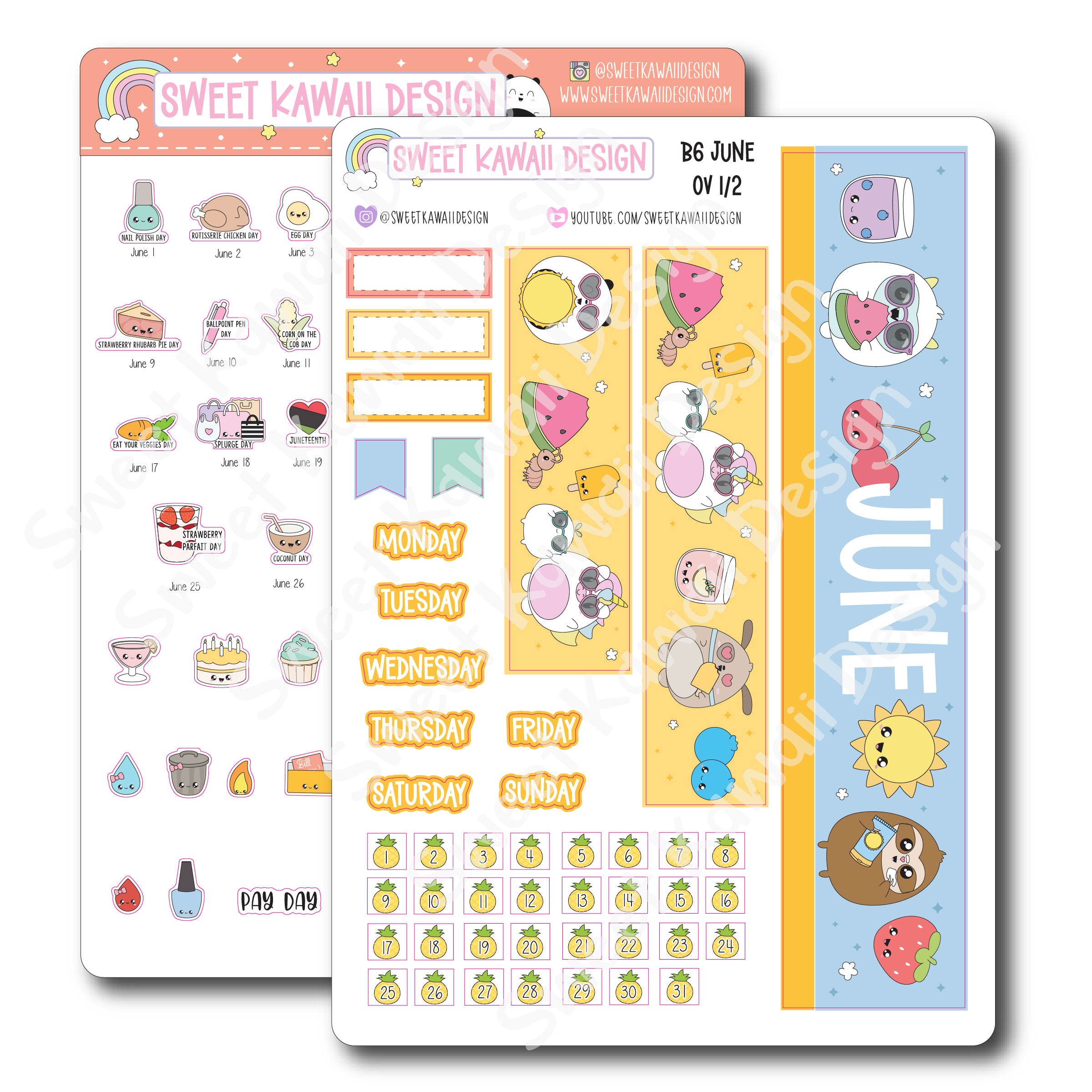 June 2024 Monthly Overview Stickers - B6 (Aura Estelle/Annie Plans)