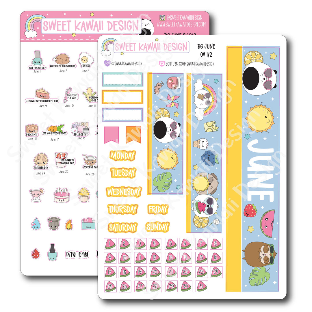 June 2025 Monthly Overview Stickers - B6 (Aura Estelle/Annie Plans)