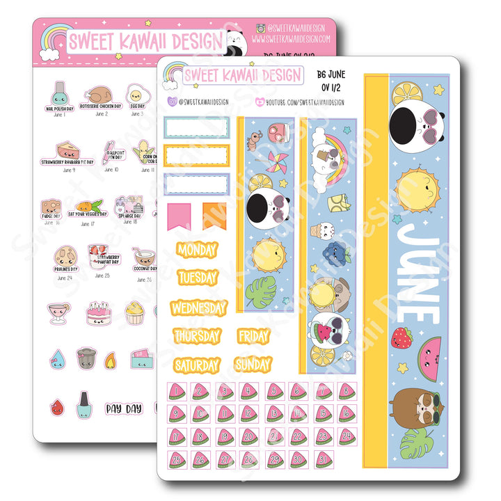 June 2025 Monthly Overview Stickers - B6 (Aura Estelle/Annie Plans)