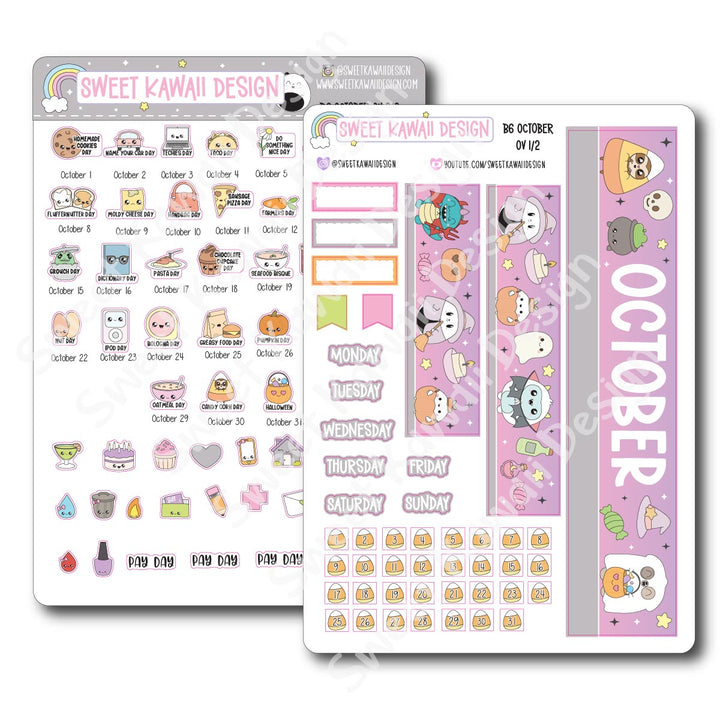 October 2025 Monthly Overview Stickers - B6 (Aura Estelle/Annie Plans)
