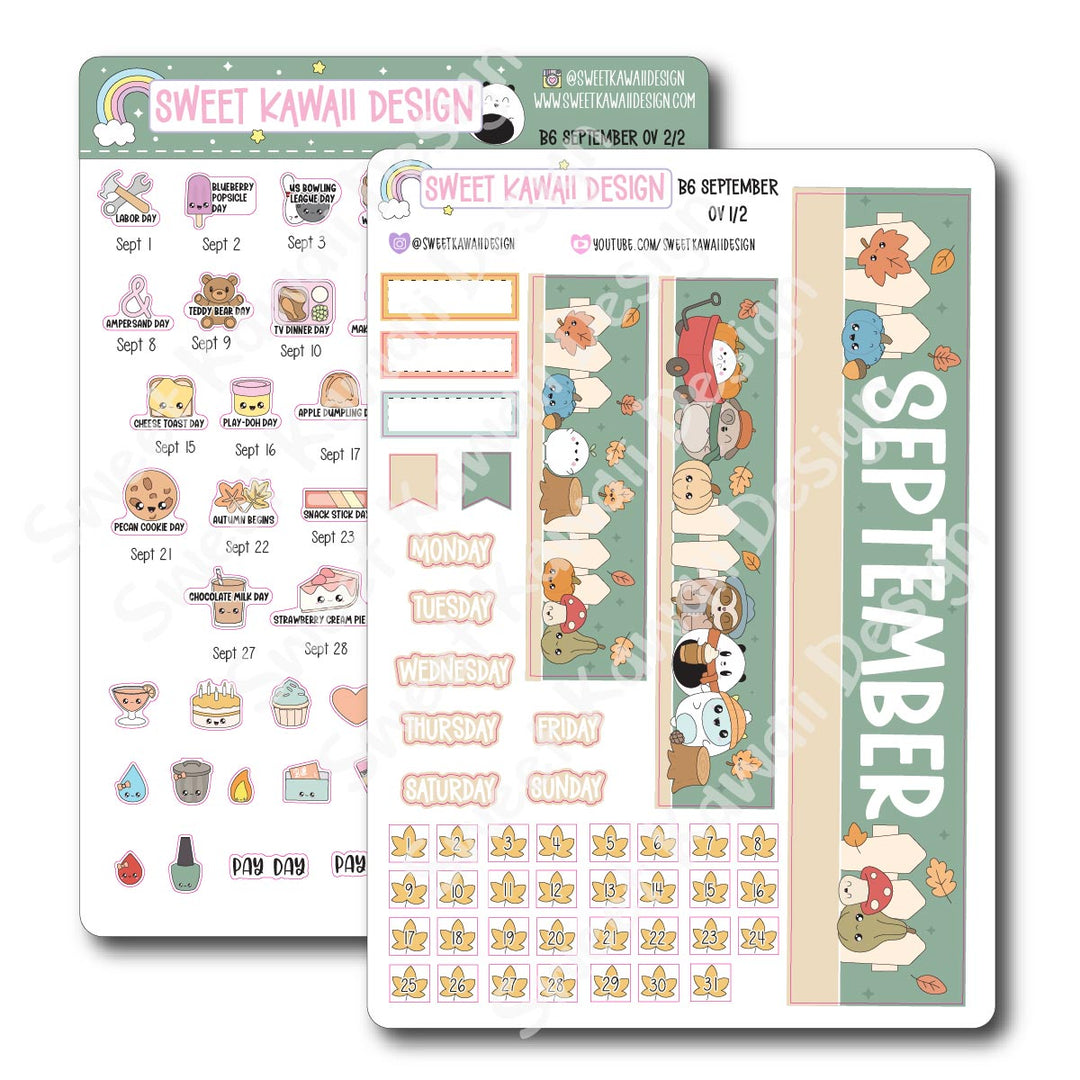 September 2025 Monthly Overview Stickers - B6 (Aura Estelle/Annie Plans)