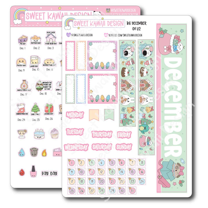 December 2026 Monthly Overview Stickers - B6 (Aura Estelle)