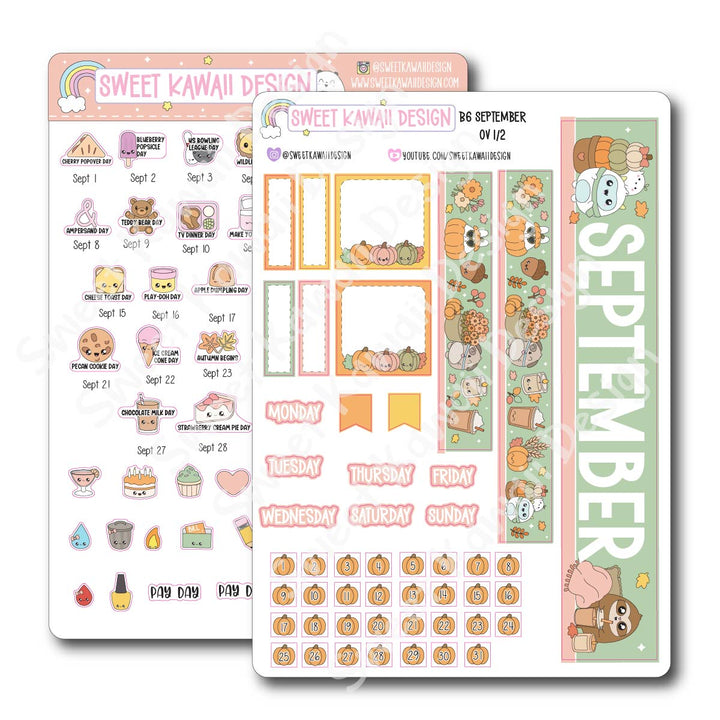 September  2026 Monthly Overview Stickers - B6 (Aura Estelle)