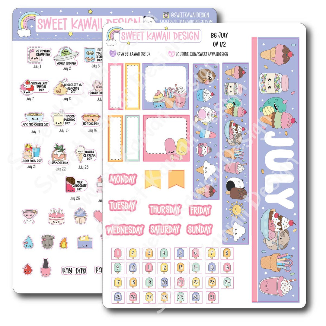 July 2026 Monthly Overview Stickers - B6 (Aura Estelle)
