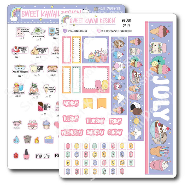 July 2026 Monthly Overview Stickers - B6 (Aura Estelle)