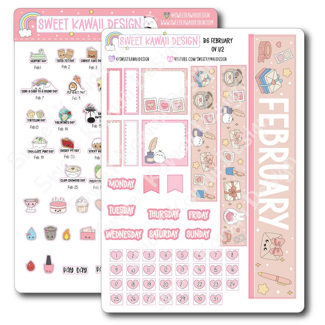 February 2026 Monthly Overview Stickers - B6 (Aura Estelle/Annie Plans)