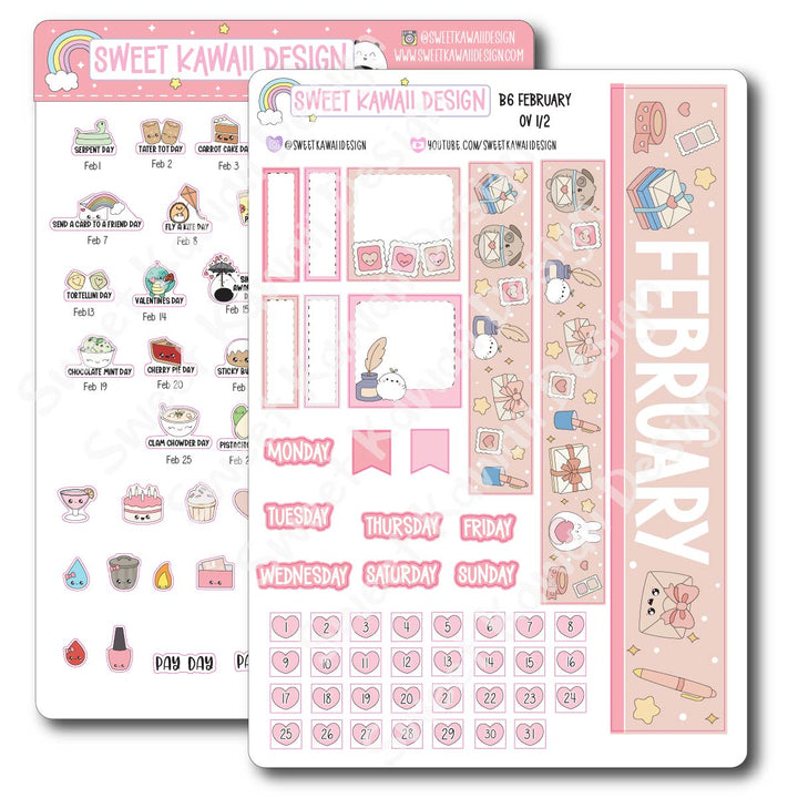 February 2026 Monthly Overview Stickers - B6 (Aura Estelle/Annie Plans)