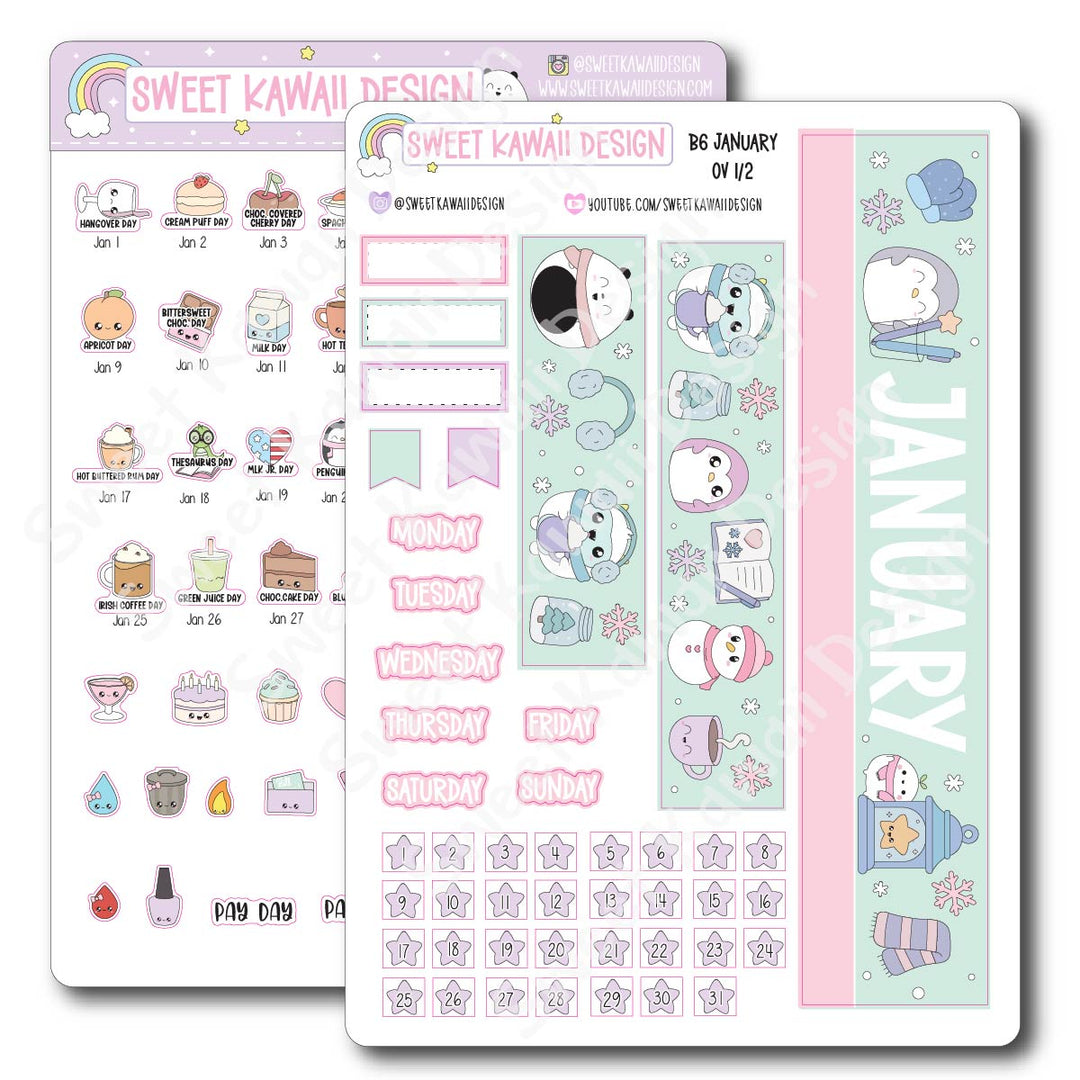 January 2026 Monthly Overview Stickers - B6 (Aura Estelle/Annie Plans)