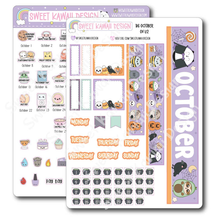 October 2026 Monthly Overview Stickers - B6 (Aura Estelle)