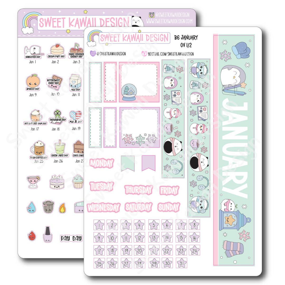 January 2026 Monthly Overview Stickers - B6 (Aura Estelle/Annie Plans)