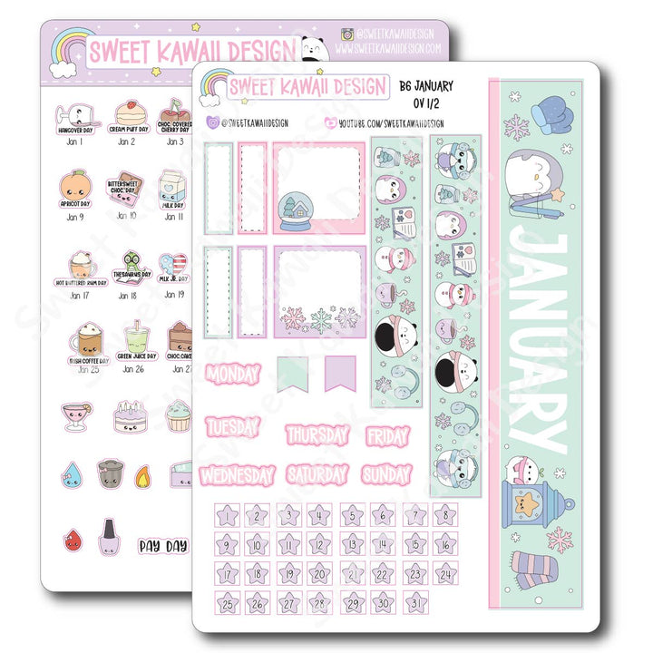 January 2026 Monthly Overview Stickers - B6 (Aura Estelle/Annie Plans)