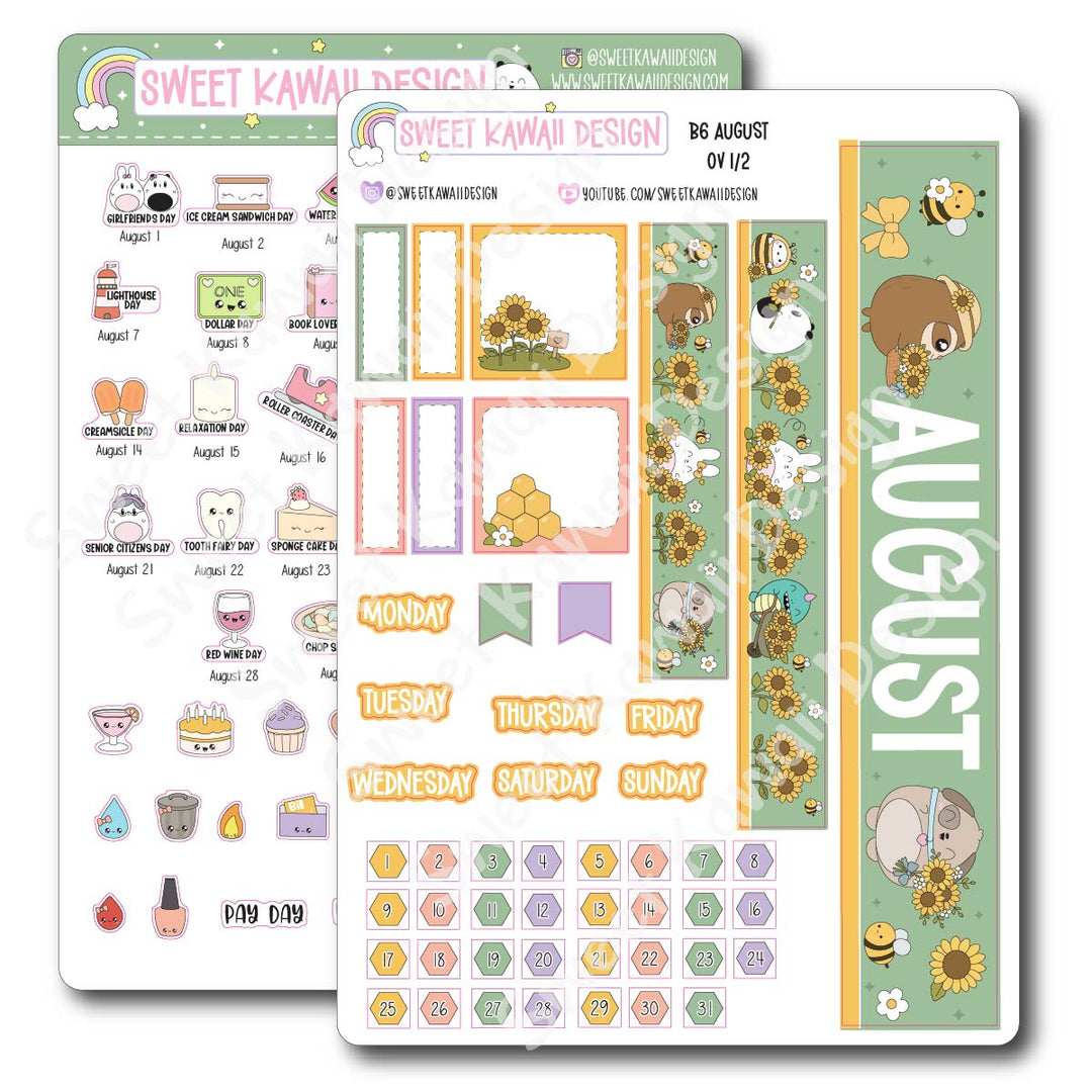 August 2026 Monthly Overview Stickers - B6 (Aura Estelle)