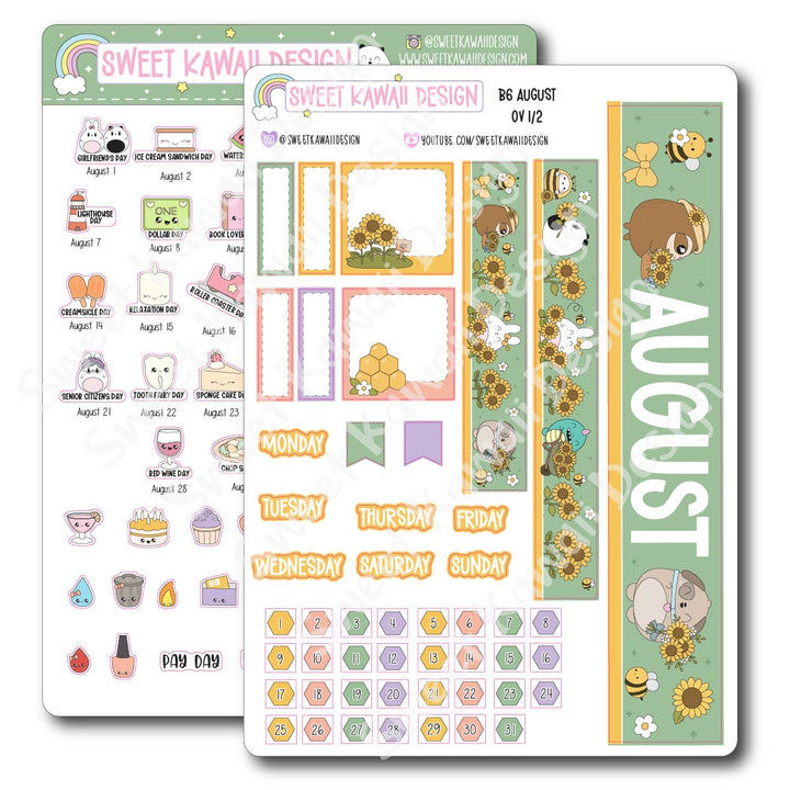 August 2026 Monthly Overview Stickers - B6 (Aura Estelle)