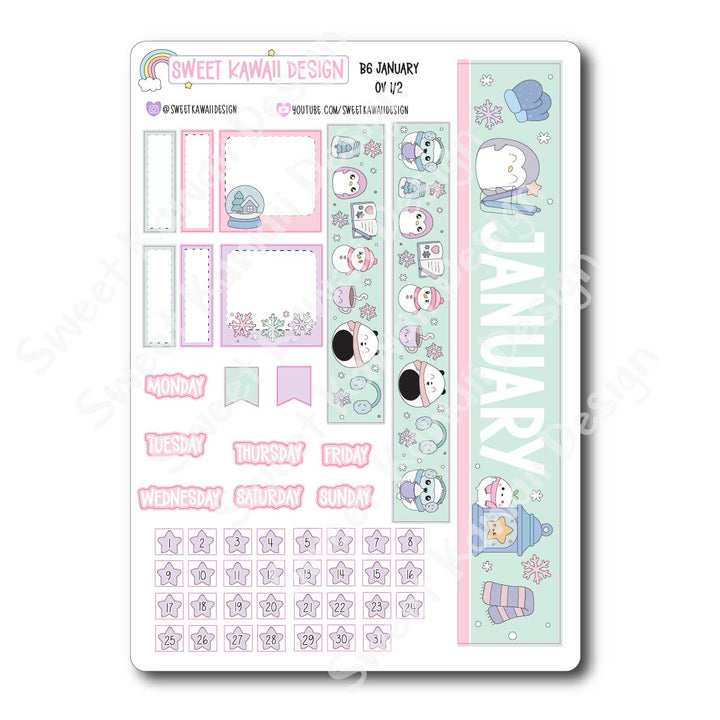 January 2026 Monthly Overview Stickers - B6 (Aura Estelle/Annie Plans)