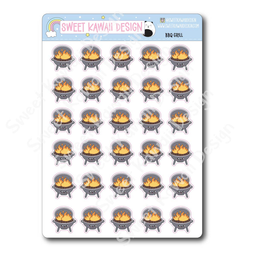 Kawaii BBQ Grill Stickers