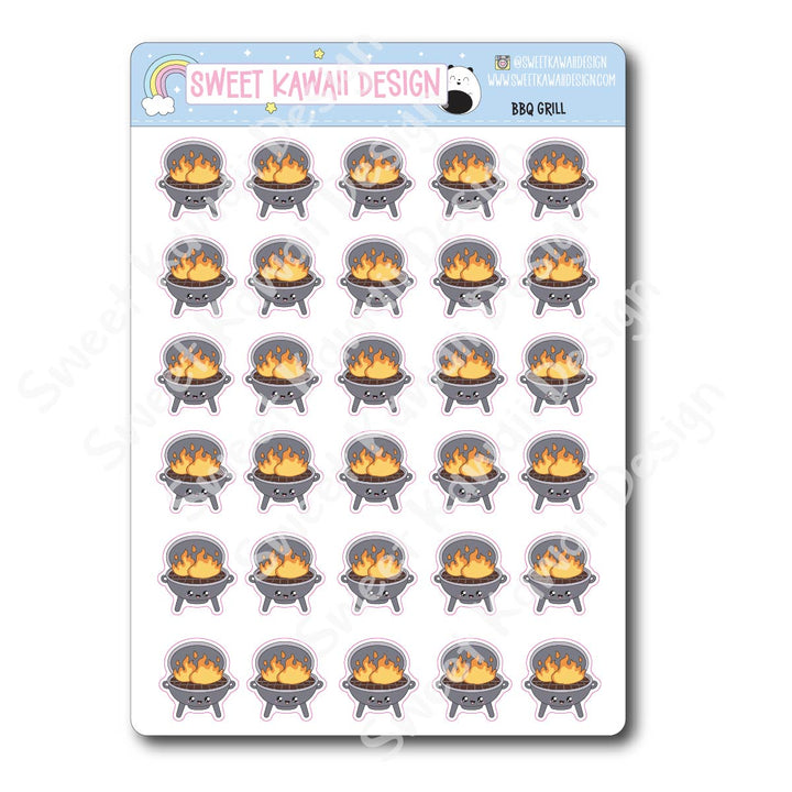 Kawaii BBQ Grill Stickers