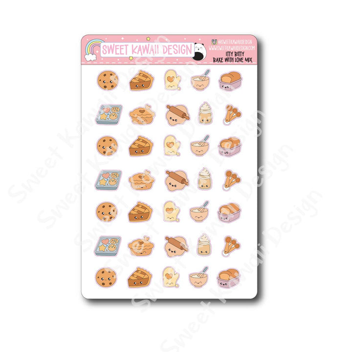 Kawaii Baked with Love Stickers - Mix