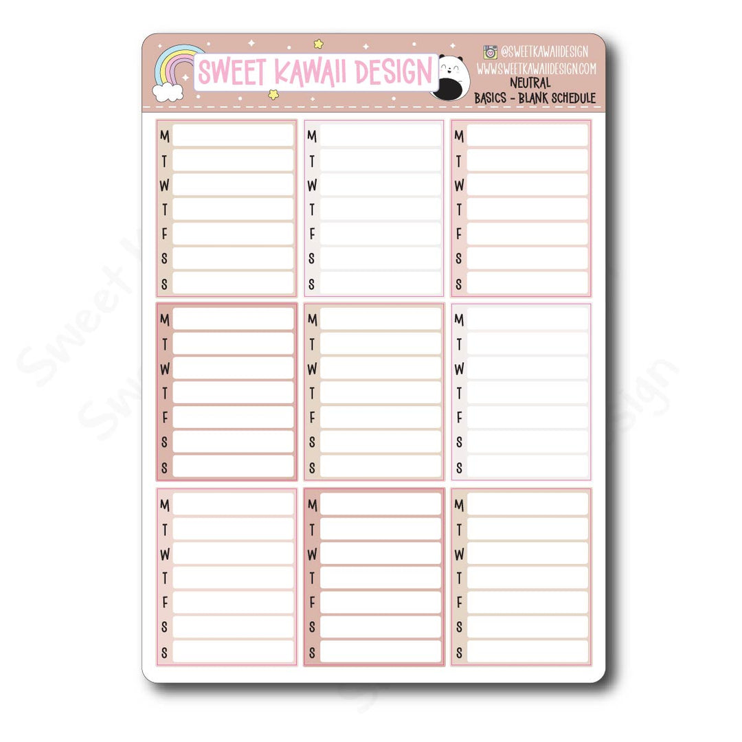 Basics - NEUTRAL Functional Stickers - Size options available