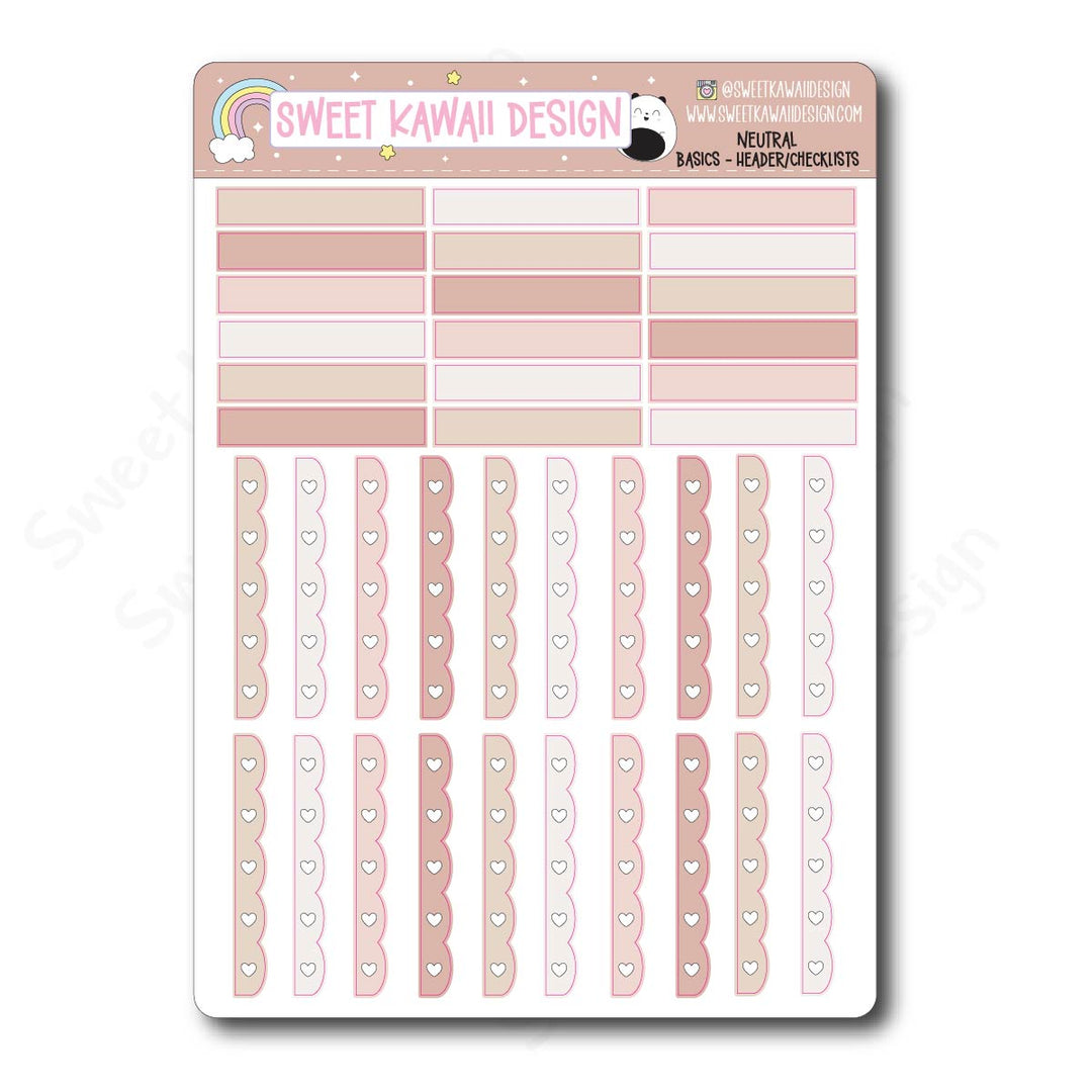 Basics - NEUTRAL Functional Stickers - Size options available