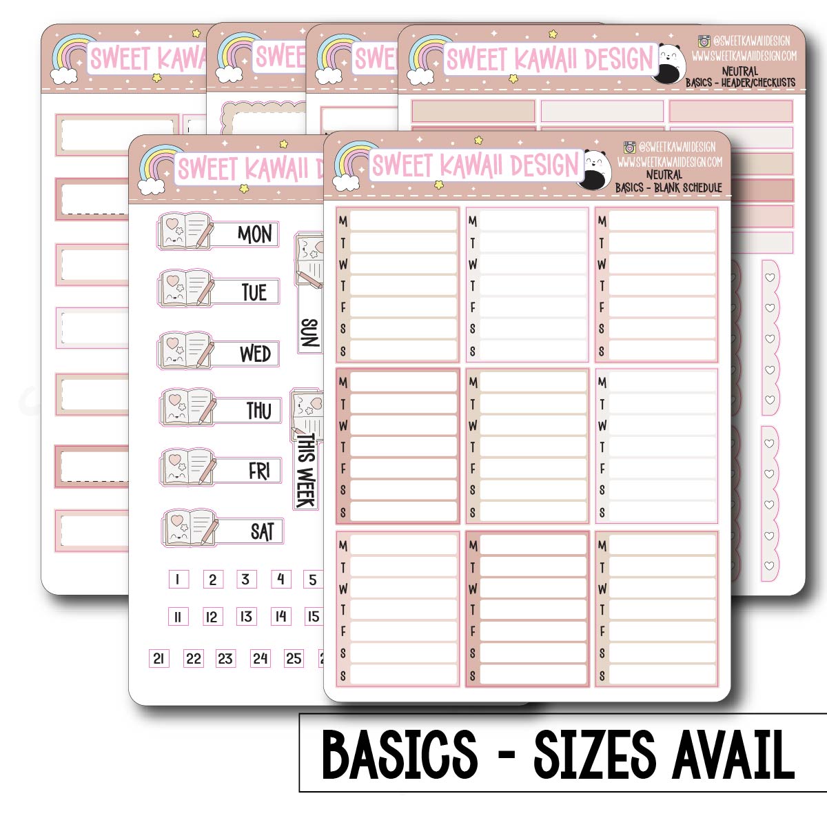 Basics - NEUTRAL Functional Stickers - Size options available – Sweet ...