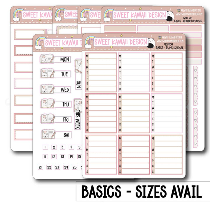 Basics - NEUTRAL Functional Stickers - Size options available