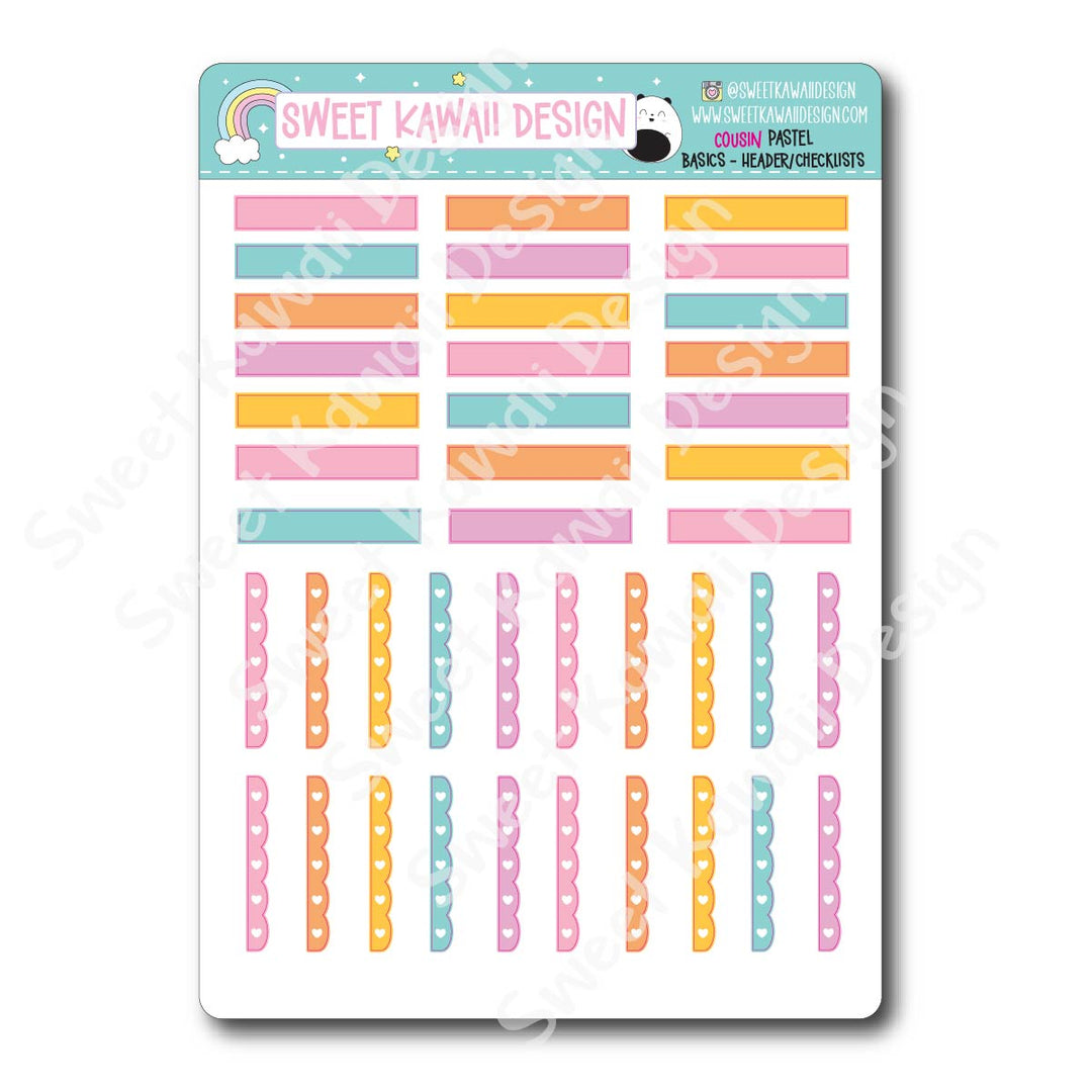 Basics - PASTEL Functional Stickers - Size options available