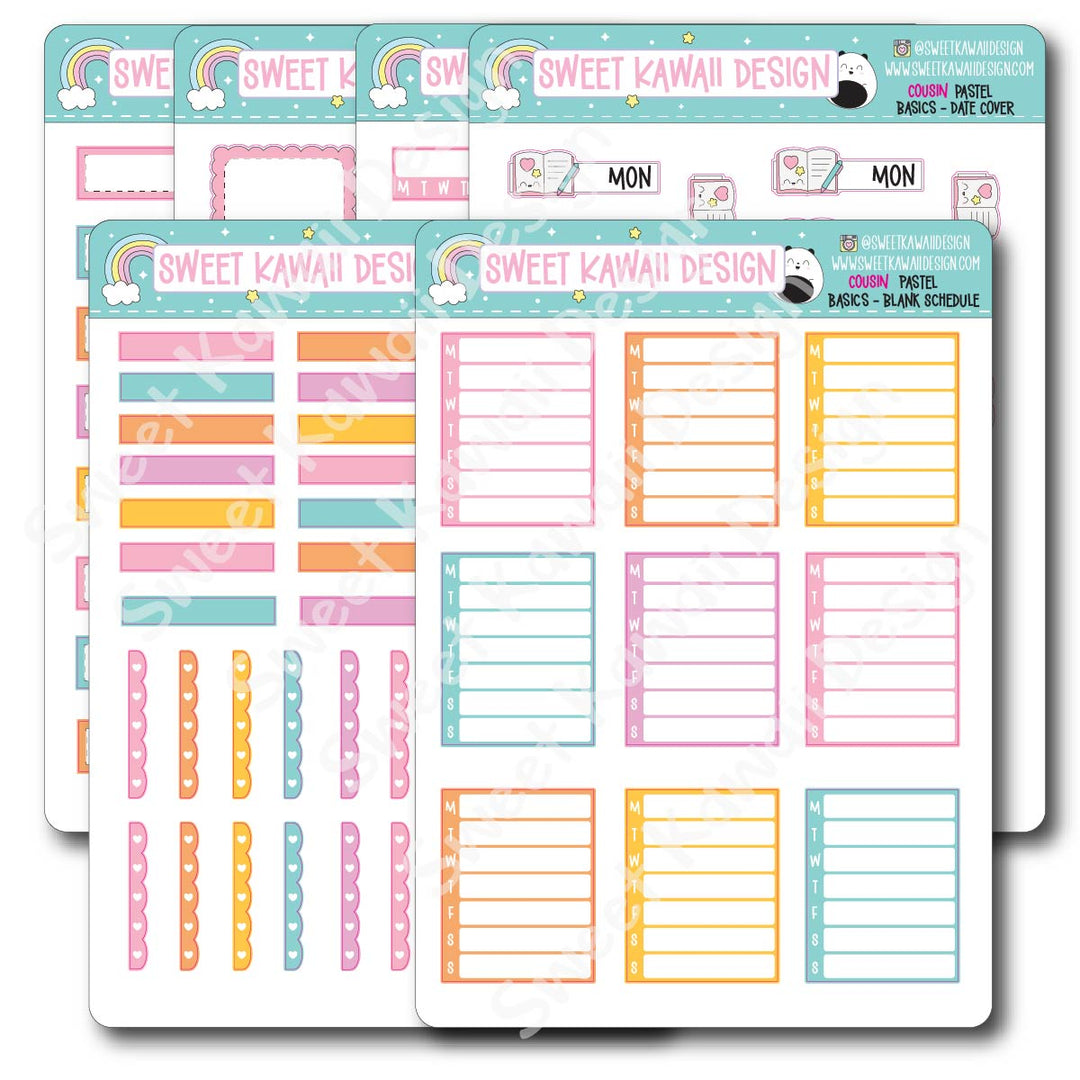 Basics - PASTEL Functional Stickers - Size options available