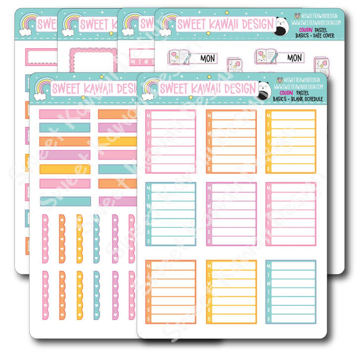 Basics - PASTEL Functional Stickers - Size options available