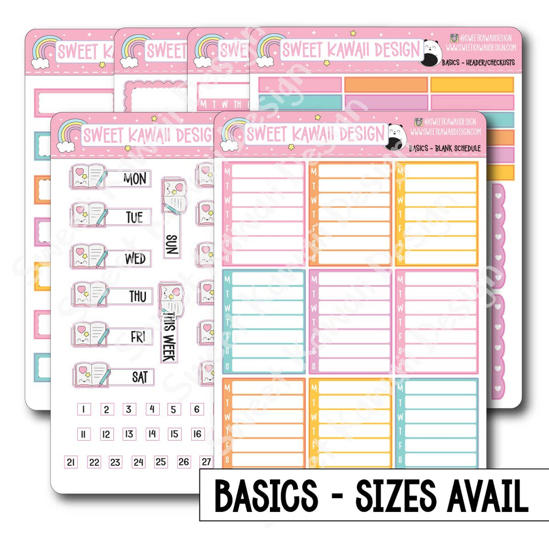 Basics - PASTEL Functional Stickers - Size options available