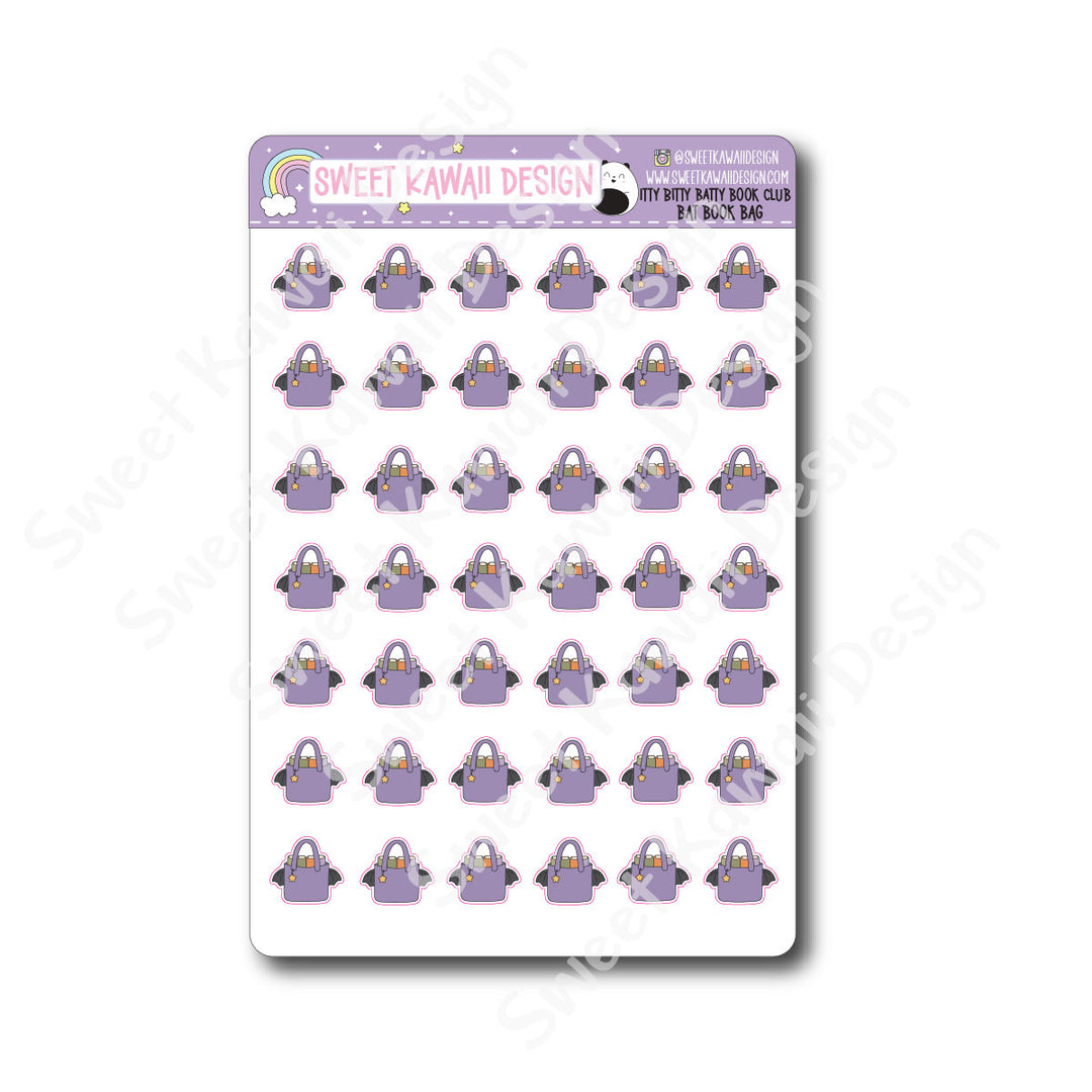 Kawaii Batty Book Club Stickers - Book Bag